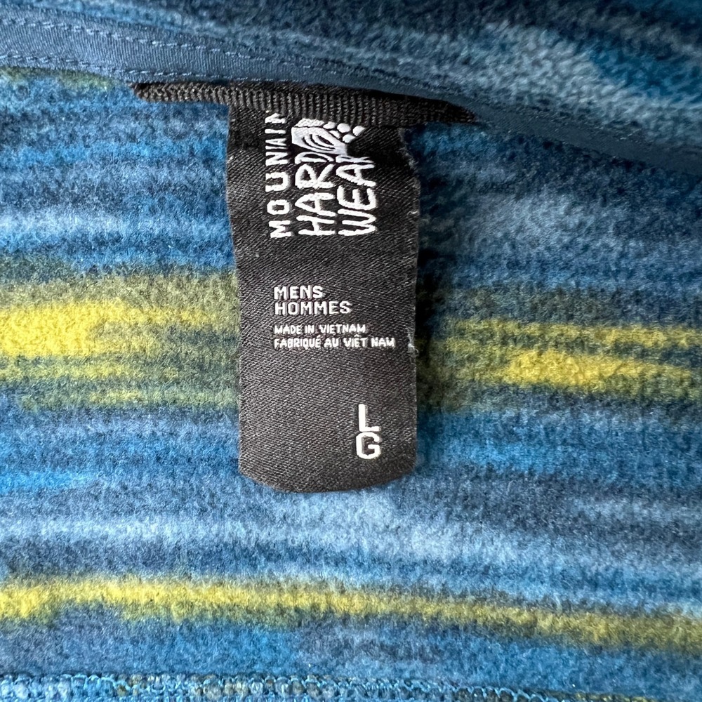 Mountain Hardwear Space Dye Fleece Pullover Large Blue Men Hiking Snap T - Picture 9 of 12